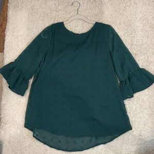 Dark Green Betsey’s Boutique blouse with raised dots medium